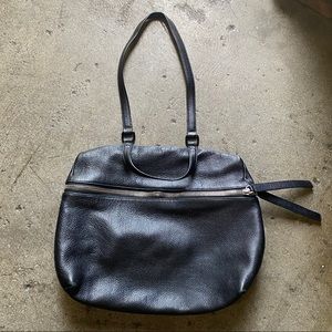 Black Kara Shoulder Bag, pebbled leather